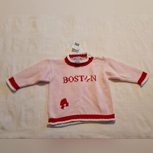 Purple Mountain girls 6-9 months Boston Red Sox knit pink & red sweater NWT